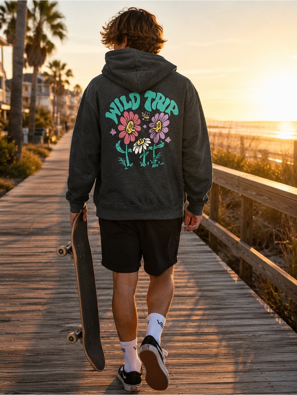Neff Wild Trip Psychedelic Flowers Graphic Hoodie NWT Small